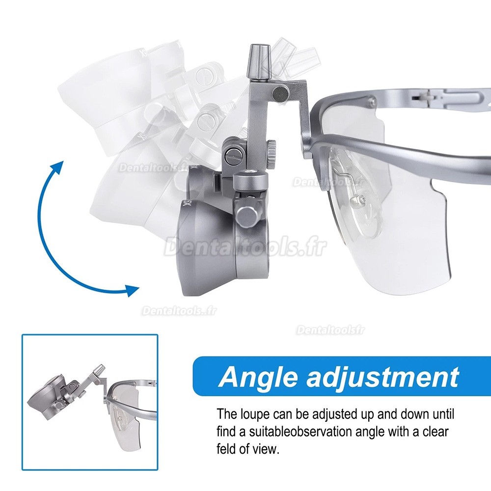 DY-118 2.5X 450mm loupe dentaire chirurgicale monture aluminium &eacute;cart pupillaire r&eacute;glable